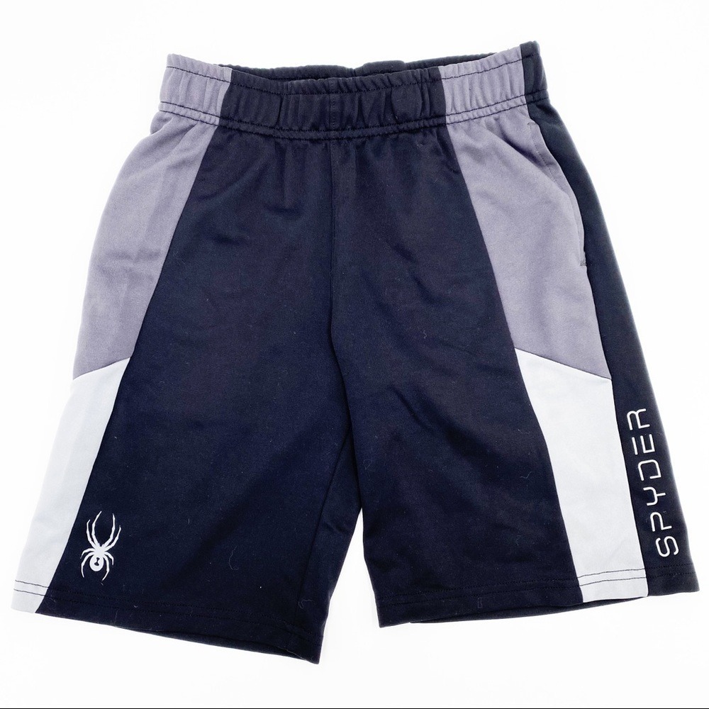 Spyder Boys Black Athletic Performance Shorts M 10/12 Gym Sporty‎ Active
